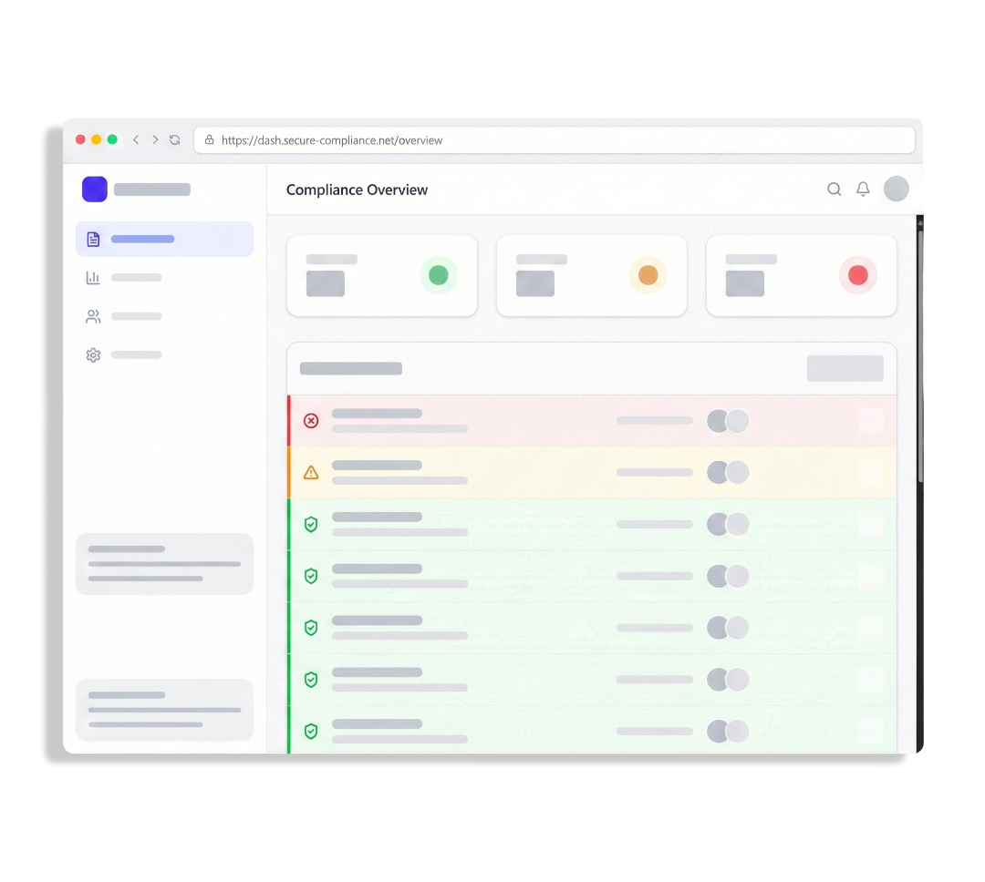 mock image of a compliance dashboard