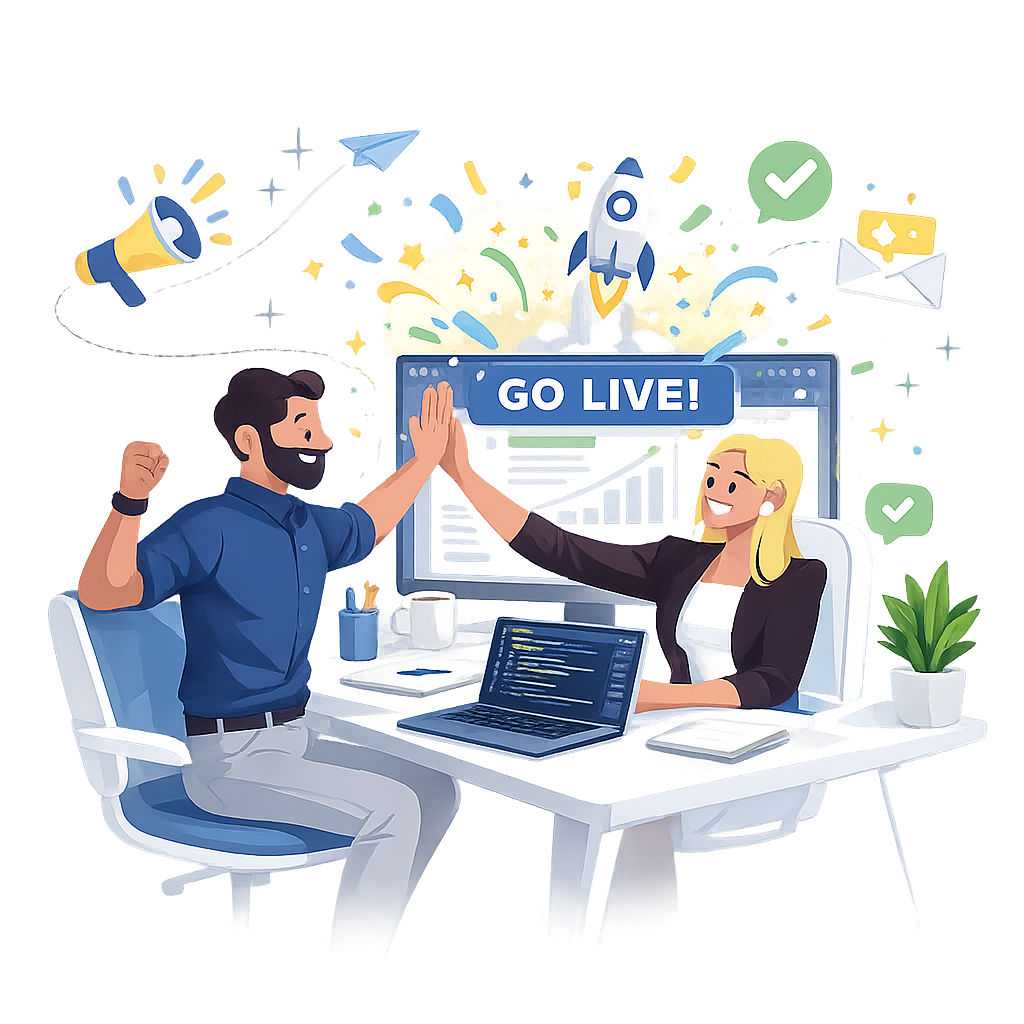 Team celebrating go live of compliance system